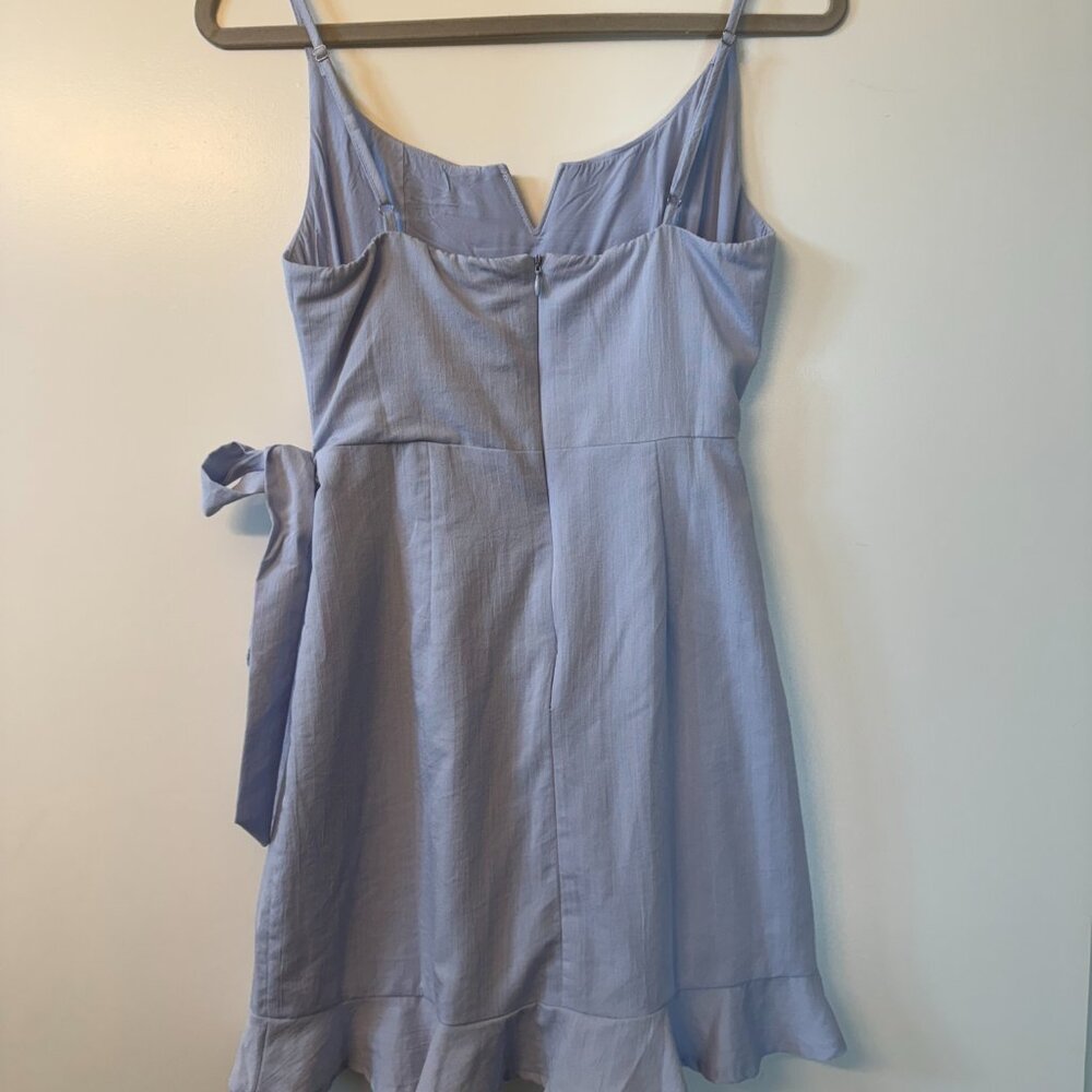 Lulu's Sunny Oasis Light Blue Ruffled Faux-Wrap Mini Dress - Picture 6 of 8
